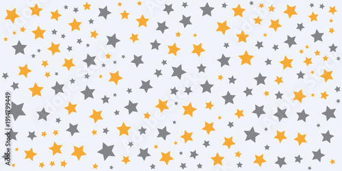 Scattered golden and grey stars decoration with noise texture background design