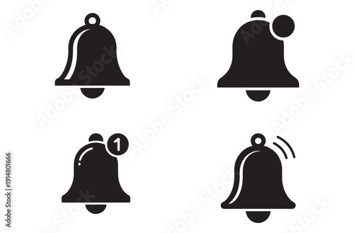 Bell notification icons representing alerts messages reminders and signals for communication and attention on transparent background