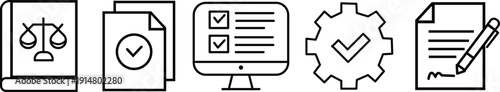 Compliance line editable icon set for regulatory and lawful business concepts