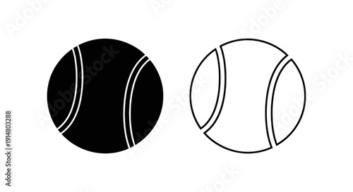 Tennis ball icon set: minimalist sports design for web and print media Vector