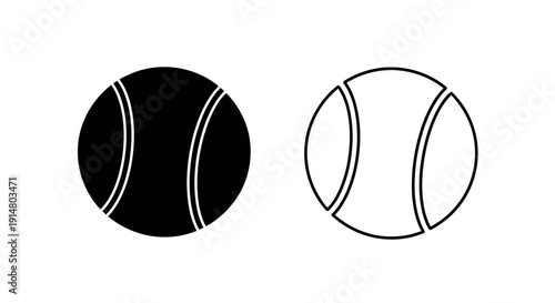 Two black and white tennis balls with lines for a sports design Vector