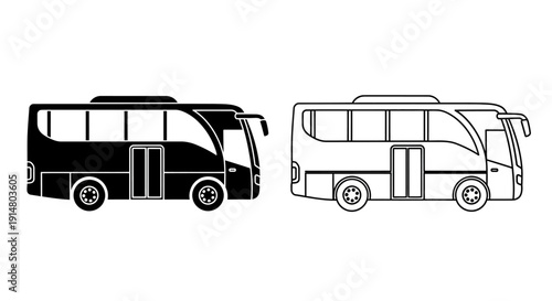 Two different types of buses, vector illustration, modern design, bus transportation Vector