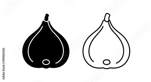 Black and white garlic illustration, clip art, vector design, drawing, graphic, icon Vector