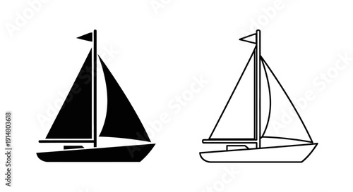 Two sailboats illustration: vintage vector design, nautical clip art, retro boat sketch Vector