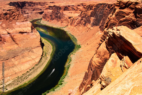 Horseshoe Bend and Colorado river on Arizona. National Park, Arizona. Canyon desert panoramic view landscape.