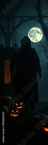 Wallpaper Mural Whispers of a bygone Halloween, rendered in muted tones and ethereal light ,  dutch angle,  ghostly Torontodigital.ca