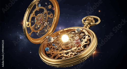 Vintage pocket watch with intricate mechanical details