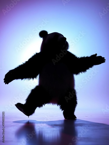 Wallpaper Mural Playful panda silhouette dances against a bright, airy backdrop, captured from below in a whimsical pose,  silhouette,  whimsical Torontodigital.ca