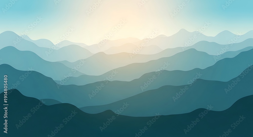 Fototapeta premium Serene Mountains at Sunset with Layers.