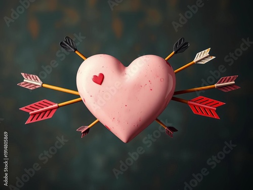 Wallpaper Mural Hearts with arrows, a classic symbol of love's pursuit and impact,  symbol,  romance Torontodigital.ca