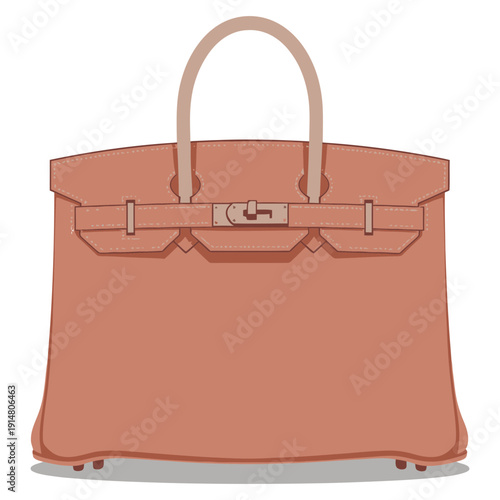 Vector illustration of a luxury handbag with handles and clasp viewed from the front on a neutral background