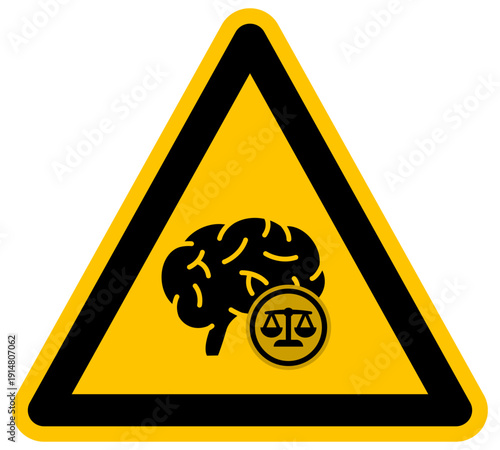 Derecho de salud mental y leyes psicológicas con cerebro en señal de advertencia vector