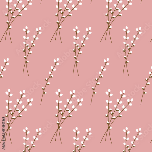 Easter pattern made from willow branches. Vector.