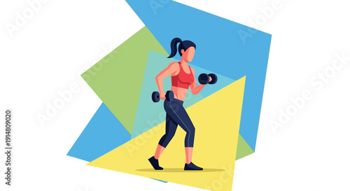 Woman running with dumbbells in gym workout session with fitness equipment