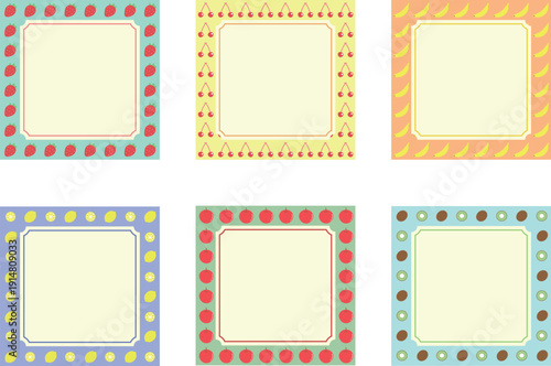 フルーツ柄のパターンと正方形フレームセット