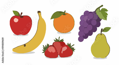 Realistic smiling fruit vector collection with playful kids-friendly illustrations