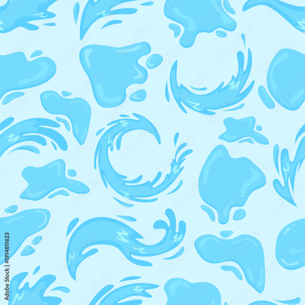 Fototapeta premium Songkran blue sprinkle water drops pattern vibrant design