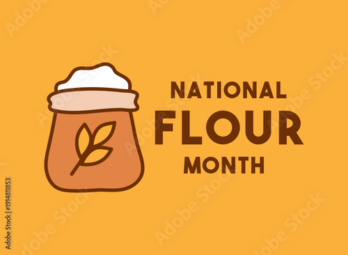 National Flour Month. March. Flour bag. Eps 10.