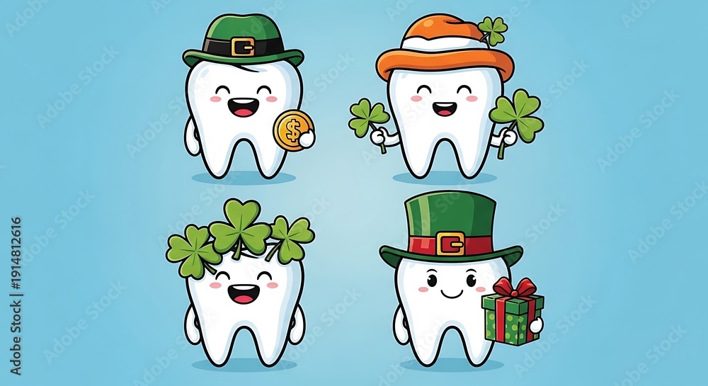 Fototapeta premium St patrick's day tooth characters