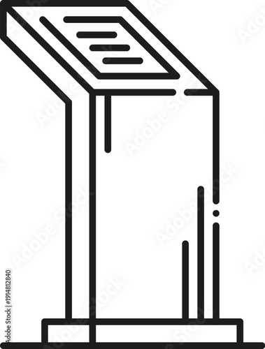 Product presentation promotion interactive stand display line icon or pictogram. Business exhibition advertising light box icon, product presentation stand vector sign. Retail promo display pictogram