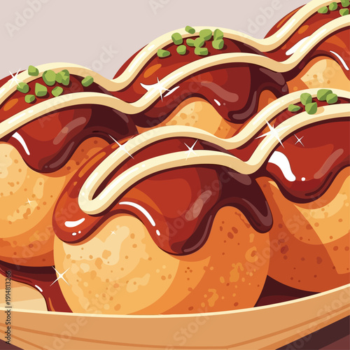 Deliciously prepared round savory snacks adorned with rich sauce and creamy toppings, perfect for a culinary delight