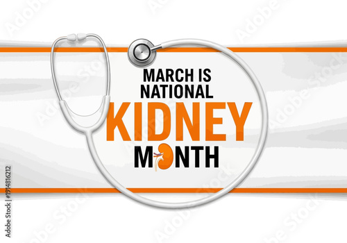 National kidney month health awareness ribbon