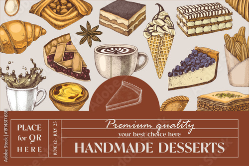 Handmade desserts banner with pastry