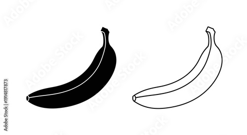 Black and white banana illustrations for design and art projects Vector