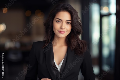 Confident businesswoman smiling, portraying success, leadership, and professional corporate environment Free Download Confident businesswoman smiling, portraying success, leadership, and professional corporate environment - GFXLoad