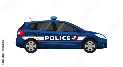 France Police Patrol Car Vector Illustration – Law Enforcement Emergency Vehicle Design