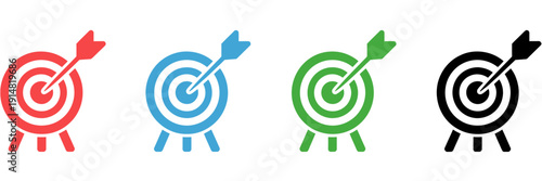 target goal arrow icon set bullseye aim success vector illustration, ranked titles concept, hierarchy achievement symbols, premium performance levels for modern business and strategy design projects.