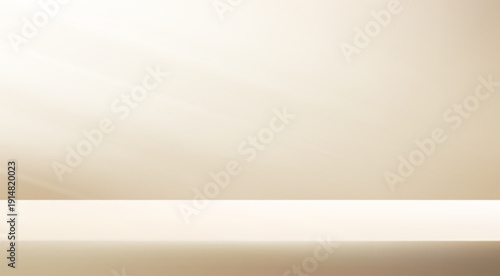 Empty Beige studio room background Space for selling products, backdrop, wallpaper, background, text. Empty Room Studio with table. Vector illustration.