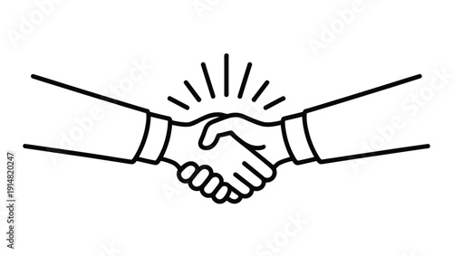  Business handshake line icon symbolizing partnership agreement trust and collaboration minimal black outline vector illustration isolated on white background