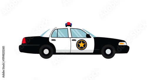 American Police Patrol Car Vector Illustration – Law Enforcement Emergency Vehicle Design