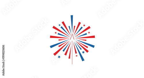 Vector illustration of a red and blue firework explosion isolated on transparent background