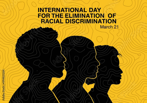 International day for elimination of racial discrimination on yellow background