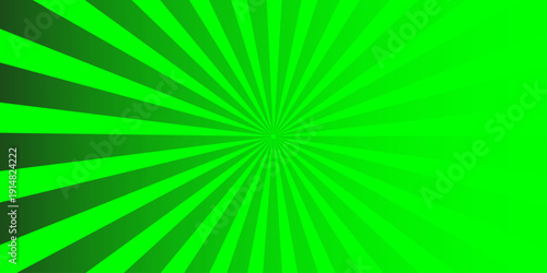A vibrant green abstract sunburst background featuring bright radial rays and a glowing light energy beam in a vintage vector illustration design