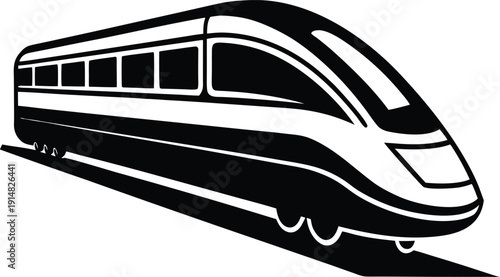 Black and white high-speed bullet train on tracks high-speed train