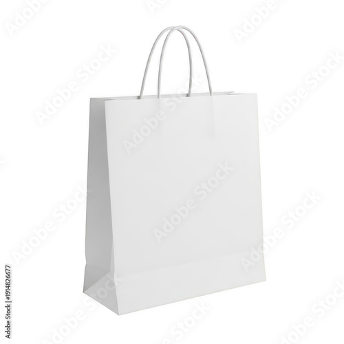 Wallpaper Mural A white shopping bag with handles standing upright against a white background. isolated on transparent background Torontodigital.ca