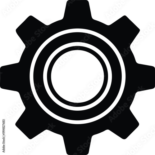 Black and white gear with concentric circles in the center