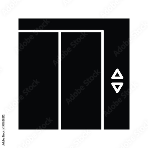 Elevator Icon Lift Door Control Panel Black Vector