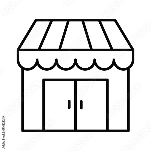 Simple Store Shop Icon with Awning and Glass Door