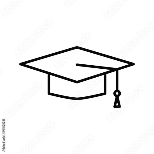 Graduation Cap Icon Academic Hat Outline Vector Illustration