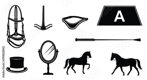 Horse Training and Equestrian Accessories Icons