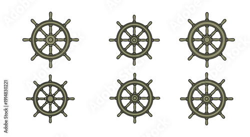 Nautical Wheel Line creative soft tone vector