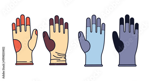 Nitrile Gloves Line colorful digital color vector