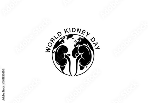 World kidney day logo with earth and kidneys