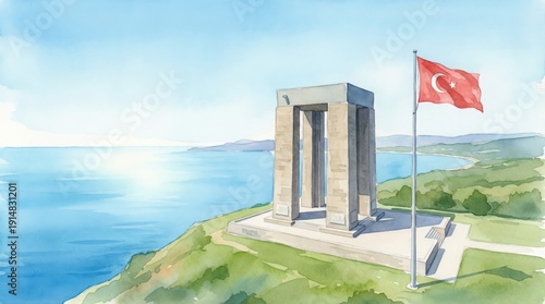 Wallpaper Mural 18 March Canakkale Zaferi Watercolor Background. Torontodigital.ca