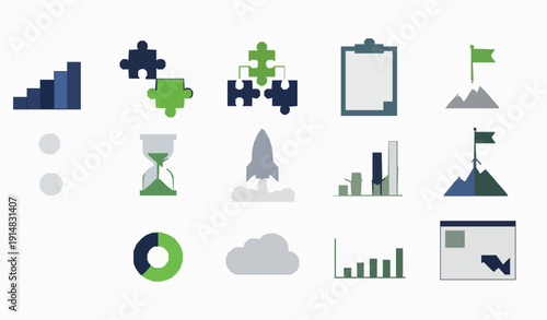 Project implementation abstract concept vector set with workflow, deadline and business management metaphors