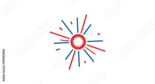 Vector illustration of a red and blue exploding starburst isolated on transparent background